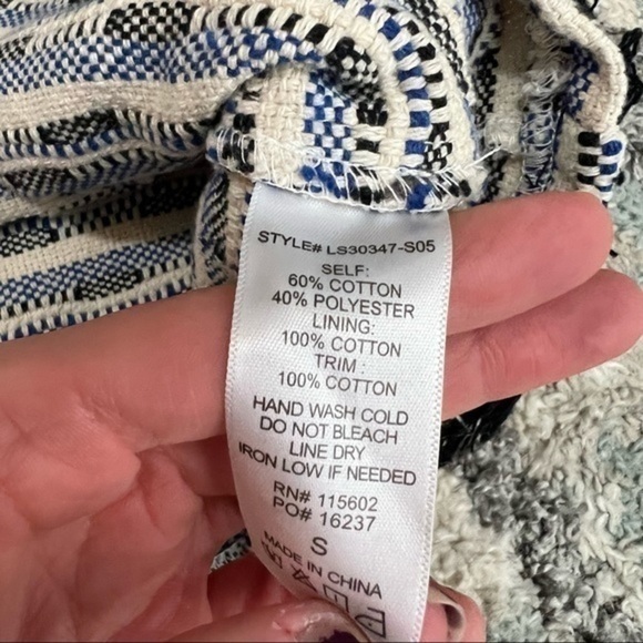 Lush Womens Pencil Skirt White Blue Geometric Side Zipper S - Picture 9 of 9